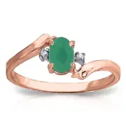 14K. SOLID GOLD RINGS WITH NATURAL DIAMONDS & EMERALD