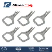 11" Locking Welding With Swivel Pads 6 Pcs Adjustable C-Clamp Locking Pliers Set