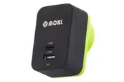 Moki Dual Port Type-C USB-A Adapter Plug Wall AU NZ Charger for Smartphones BLK