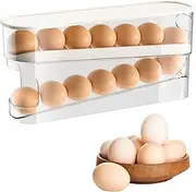 XWCHASA Egg Holder Refrigerator, Large Capacity Eggs Storage Fridge Kitchen Pantry, Automatic Rolling Egg Container for Fridge, 2 Layers Fridge Organiser for Eggs