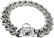 DRBASJHFO Gold Dog Chain Collar, Stainless Steel Training Collar, Heavy Duty Cuban Link Gold Plated 32mm Wide for Bully Pitbull, Bulldog, Mastiff(Stainless Steel,30inch)