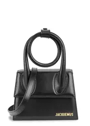 Jacquemus Le Chiquito Noeud Black Leather Top Handle Bag, Bag, Black One Size