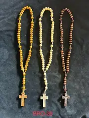 Assorted 5 Decades Hand made Wooden beads rosary With Crucifix