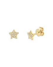 Moon & Meadow 14K Yellow Gold Diamond Star Stud Earrings - Exclusive