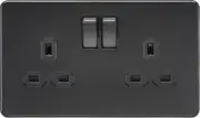 Knightsbridge SFR9000MBB 13A 2G DP Switched Socket - Matt Black w/ Black insert