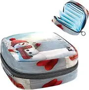 Period Bag,Sanitary Napkin Storage Bag,Christmas Snowman with Hat,Tampon Bag for Purse