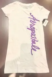 Girls sz S/P Aeropostale Glitzy T-Shirt NWT white original brand RETAILS $19.5