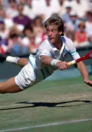 Anders Jarryd of Sweden in action during a men's singles match at - Old Photo 4