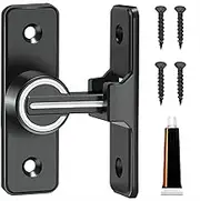 Barn Door Locks and Latches 90 Degree Flip Barn Door Latch Sliding Barn Door Lock Wear-Resistant Rust Proof Emitting Fluorescence at Night for Sliding Barn Door, Bathroom Door, Garage Door（Black）