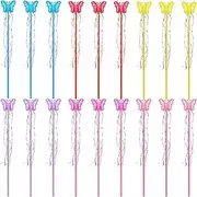 18 Pieces Butterfly Fairy Princess Wand Colourful Butterfly Fairy Wand in 6 Vibrant Colors Fairy Stick for Dress Up Costume Magic Shows Cosplay Birthday Party Baby Showers