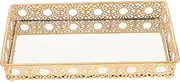 Beavorty Decorative Mirrored Perfume Organizer Tray Ornate Serving Plate for Makeup Jewelry and Household Items Elegant Design for Living and Special Occasions