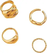 [Generic] Chunky Rings for Womenn Stackable Rings Set Rings Thick Statement Knuckle Rings Minimalist Dome Rings Jewelry Birthday Present