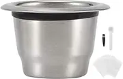 Stainless Steel Reusable Coffee Capsule Kit with 40 Foil Lids for Nespresso U CitiZ Pixie Le Cube Lattissima, Food Grade 304 Safe Easy Wash