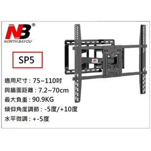 【小葉家電】NB Sp2,SP5.110吋以下,雙手臂/懸臂式NB壁掛架.110吋,100吋,86吋,75吋