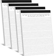 Geyee 4 Set Legal Pads 11.75 x 8.5 Inches White Note Pads with Date on Top Lined Notepad Paper Notebook Ruled Writing Tablets for Office School College Home Teachers Students