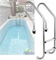 Swimming Pool Ladder, Heavy Duty in-Ground Stainless Steel Step 2/3 Steps, Pool Step with Curved Armrest for Water Park Outdoor(2-Steps1.5mm)