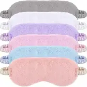 Soft Satin Eye Mask Plush Eye Masks, 6Pcs Plush Eye Mask Sleeping Satin Eye Cover,Plush Soft Sleeping Blindfold Eye Cover Fluffy and Furry Eye Cover,Plush Eye Mask Sleeping Blindfold Furry Eye Cover