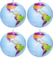 Rosewinec 4 Packs Inflatable Global World Globe 38Cm,Explore the World,Educat...