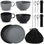 Camping Mess Kits for 2 Person Camping Silverware Set Spoons Forks Knives Cam...
