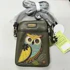 Chala Green Owl Vegan Crossbody Body Handbag Purse Bag Adjustable Strap Charms