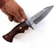Unique Blades Indpt Knife Handmade Damascus Hunting Knife | Bushcraft Knife With Sheath | 10'’ Edc Survival Knife for Men | Fixed Blade Knife | Walnut Wood Handle,Grey,10UBN