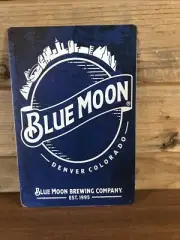 Blue Moon Brewing Co. Denver CO Tin Metal Tacker sign 8"X12" Man-Cave Décor NEW
