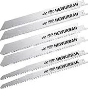NEWURBAN 6 Pack Stainless Steel Reciprocating Saw Blades for Frozen Meat Bone Food Cutting 9.5 in (240mm) - 5TPI - 2pcs, 8TPI - 2 pcs / 9 in (225 mm) - 10TPI - 2pcs
