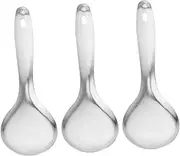 EXHUMKY 3Pcs Stainless Steel Rice Spoon Set Thickened Cooking Utensils with Comfortable Grip Rounded Corners and Elegant Design for Kitchen and Dining Table Use