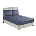 Blue 183cm Wide Mattress Cover Thick Topper Quilted Stretch Bed Sheet Protector