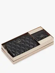 Glimmer Quilted Crinkle Patent Leather Boxed Crossbody Card Case Set