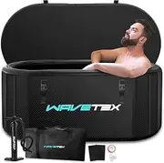 Inflatable Ice Bath Tub for Athletes, Cold Plunge Tub Compatible with Water Chiller, Portable Recovery Tub with Lid, for Indoor & Outdoor Therapy Recovery, 59 L x 30" W x 28" H, Black (Oval)