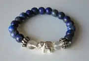 LAPIS LAZULI & Clear Quartz Crystal Gem Elephant Children's Kids BRACELET B