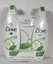 2 Pack Dove Cool Moisture Body Wash Go Fresh 24 Fl oz Each Cucumber & Green Tea