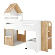 Robin Loft Bed with Storage Box - White Natural