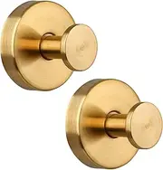 Suction Cup Hooks for Shower, Towel Hooks for Bathroom Kitchen Glass Mirror Tile, Stainless Steel Suction Hooks for Hanging Towel Coat Loofah Robe up to 15 lbs, 2 Pack (Gold)