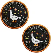 [Zcketo] 2 Pcs Certified Silly Goose Hook and Loop Funny Patch,Cute Animal Meme Morale Patch, Colorful Embroidered Patch, DIY Applique for Backpacks, Dog Harnesses, Army Vests, Gym Bags, Hats, Helmets