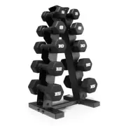 CAP Barbell 100 lb Neoprene Hex Dumbbell Weight Set with Vertical A-Frame Rack -