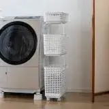 在飛比找遠傳friDay購物優惠-日本Like-it｜[窄款]隙縫型多功能可堆疊含蓋收納籃 洗