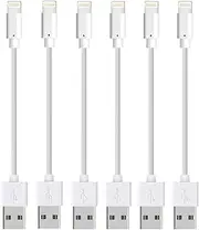 Short Replacement iPhone Charger Cable [6 Pack 8 INCHES] Boost Certified Charging Cable Fast Charger Data Cord for Phone X 8 7 6S 6 Plus SE 5 Case Pad 2 3 4 Mini, Pad Pro Air, Pod Nano Touch(White)