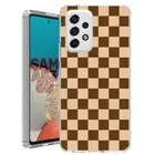 For Samsung Galaxy A23 5g A52 A53 TPU Case Cover+Glass(Checker Brown)