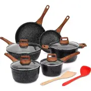 ESLITE LIFE Nonstick Cookware Sets 12 Pcs Granite Coating Pots and Pans Set K...