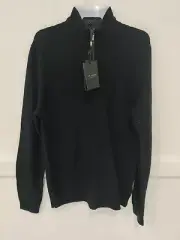 NWT Ted Baker London NEWPORT Half Zip Funnel Neck Jumper Navy Size M $200 3C504