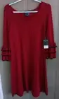 Gabby Skye Red Dress Ruffled Sleeves Rayon Polyester Women's Size Large NWT