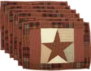 Set of 6 Hand Quilted Placemats Country Kitchen Plaid Patchwork Abilene Star