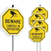 Beware Cameras in Operation Octagon Sign With Stake Weather Resistant