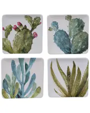 Certified International Set of 4 Cactus Verde Square Dessert Plates