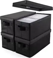 UENTIP CD Storage Boxes - Pack of 4 Case - 4pack-black, black