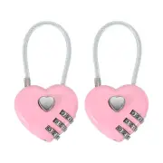 2 Pack Heart Padlock Heart Shape Love Lock Combination Lock Locker Locks Pink
