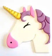 UNICORN HEAD CAKE TOPPERS - x 1 - WITH GOLD HORN - CHOOSE YOUR COLOURS!!