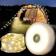 COSANSYS Camping String Lights, Outdoor String Lights with 8 Lighting Modes, Quick Storage, Camping Lanterns for Power Outages, Type-C Fast Charging, Portable 2 in 1 Camping Lights for Camping(10M)